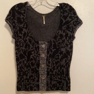 Free People Black Lambs Wool Cropped Sweater